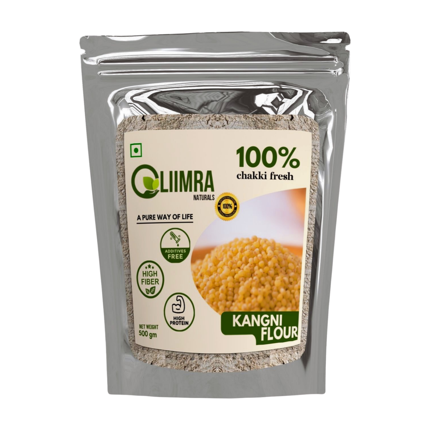 Liimra Naturals Foxtail Kangni Millet Flour - High Fiber, Protein-Packed, Low GI, Gluten-Free , Mineral Rich, 100% Chakki Fresh Flour (500 Gram) Liimra Naturals